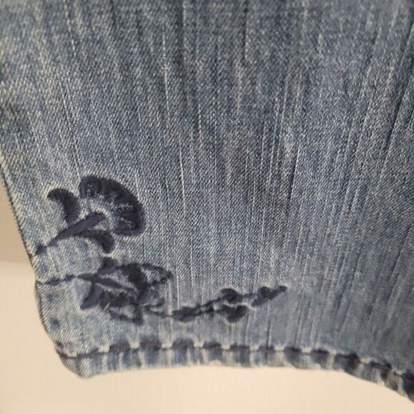 Vintage Y2K American Eagle Jeans Women's 8 Embroidered Wide Flare Leg Distressed - Picture 6 of 15